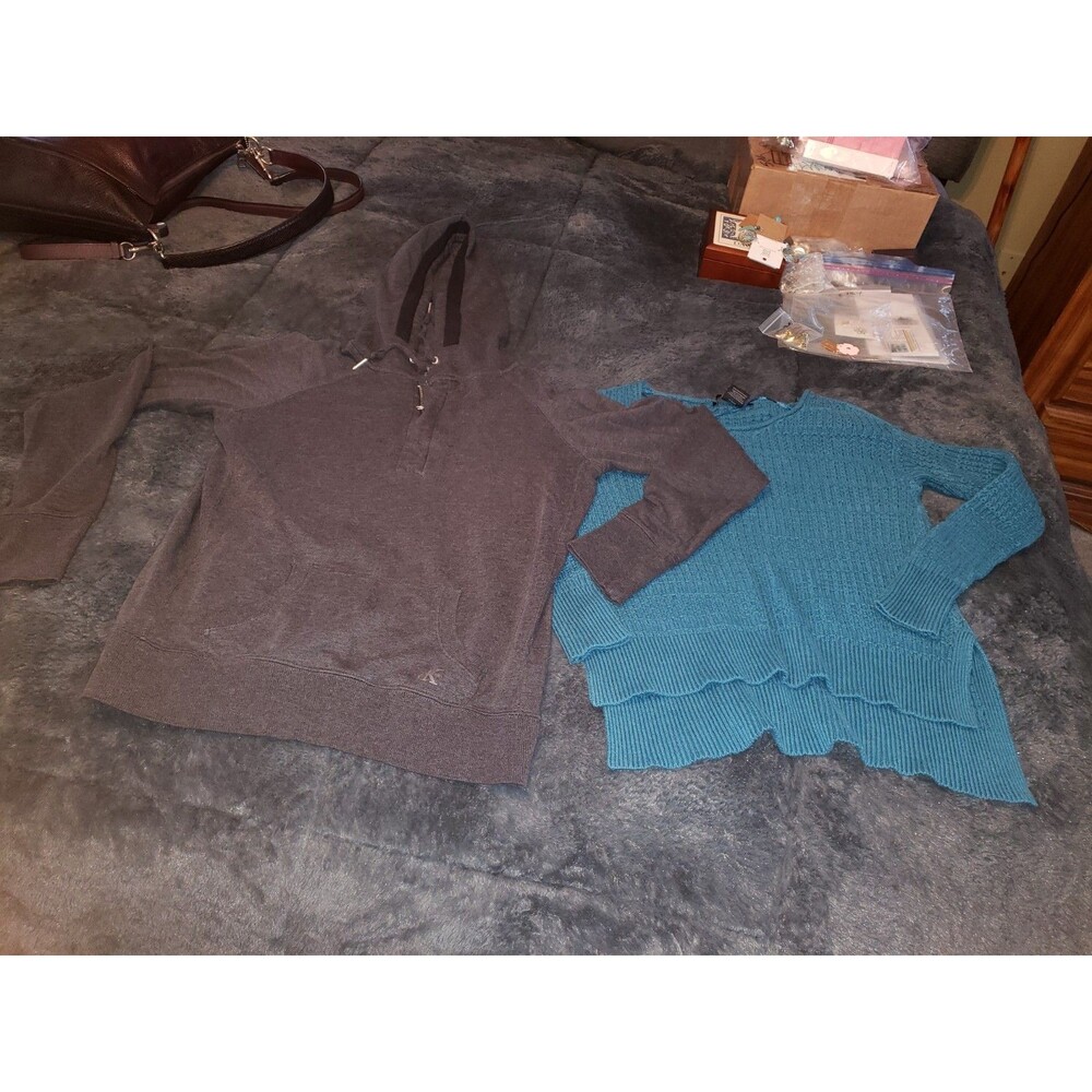 2-Woman's Sweater By:Calvin Klein Size: Small Teal Blue&Grey Excellent Cond!